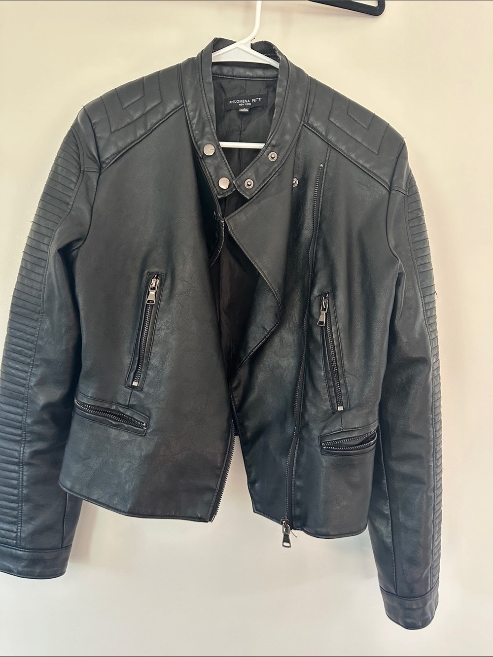 Moto-Style Black Faux Leather Jacket by